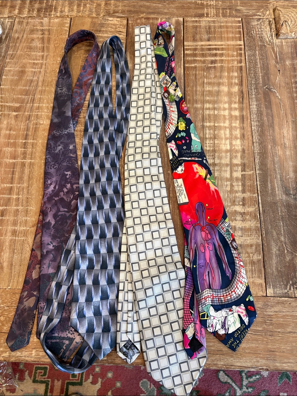 Bundle lot of 4 Men’s Ties Bugle Boy grateful d Bacharach and Nicole Miller
